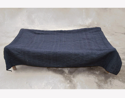 Blue grey quilt, aztec pattern, navajo style cotton kantha quilt, Sizes available