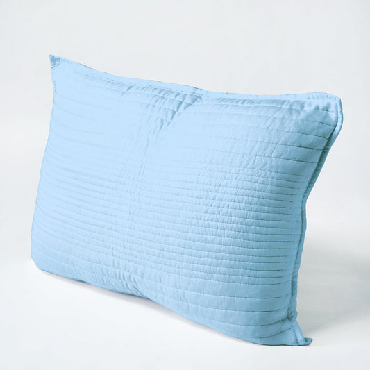 Blue 300TC cotton satin luxury quilted pillow covers, stripe quilting pattern, Sizes available