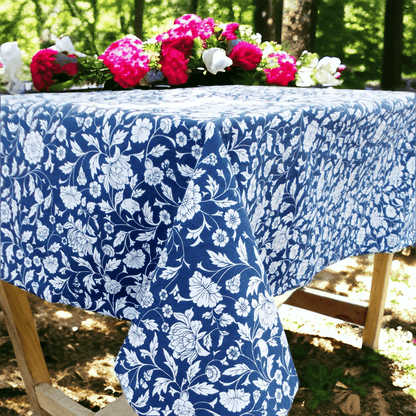 Indigo Kalamkari Handcrafted Cotton Tablecloth for Elegant Dining