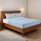 SKY BLUE 300TC flat sheet set, premium pure cotton satin