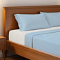 SKY BLUE 300TC flat sheet set, premium pure cotton satin