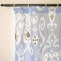 Blue Ikat Sheer Curtain Panel | Block Print Cotton Voile | 2 Sizes | 4 Hanging Styles