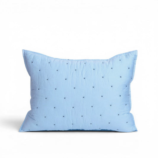 Sky Blue 300TC Fine Cotton Quilted Pillow Case