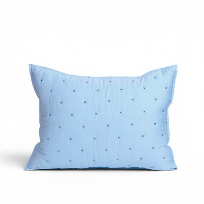 Sky Blue 300TC Fine Cotton Quilted Bed Set – Diamond Pattern Tuck Quilting