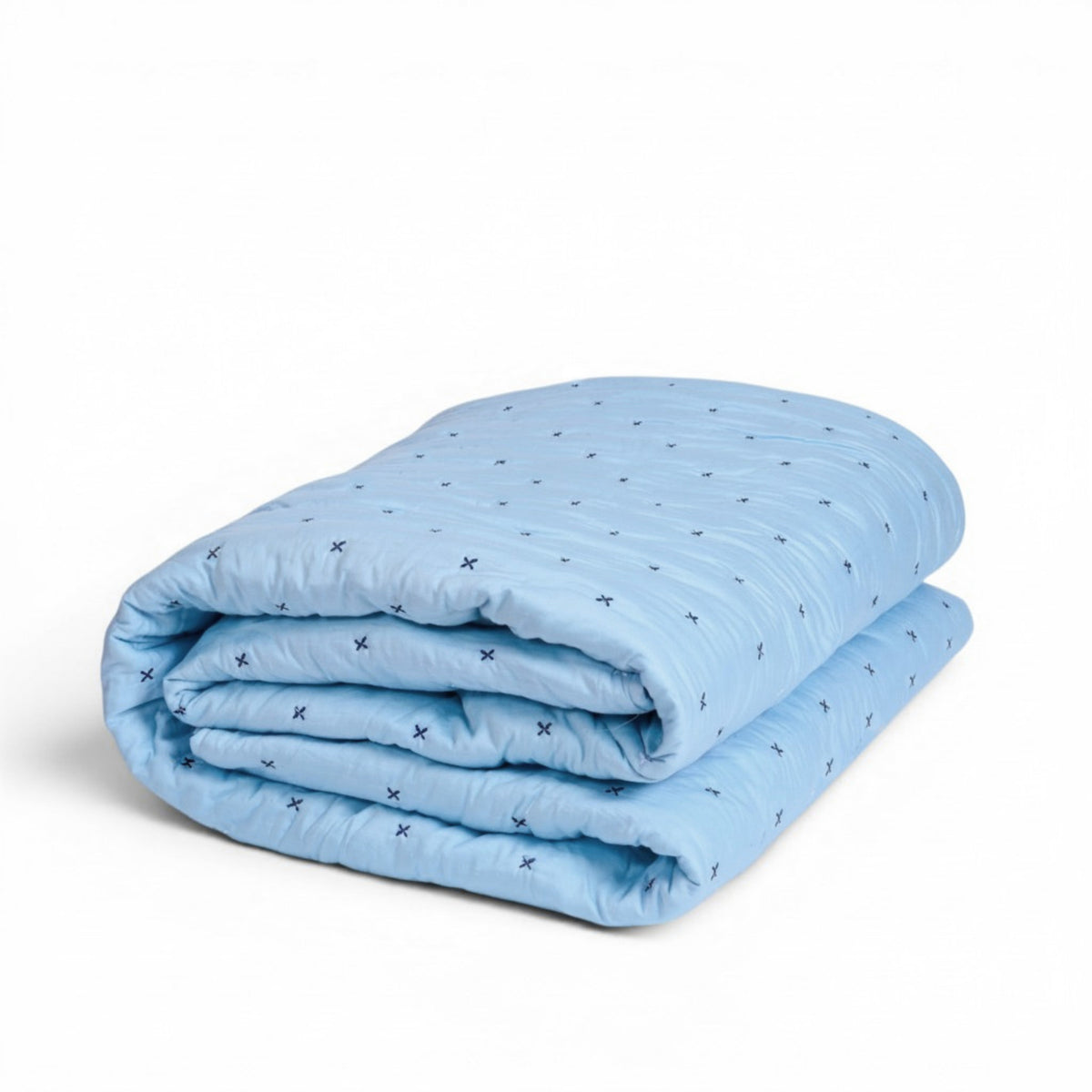 Sky Blue 300TC Fine Cotton Quilted Bed Set – Diamond Pattern Tuck Quilting