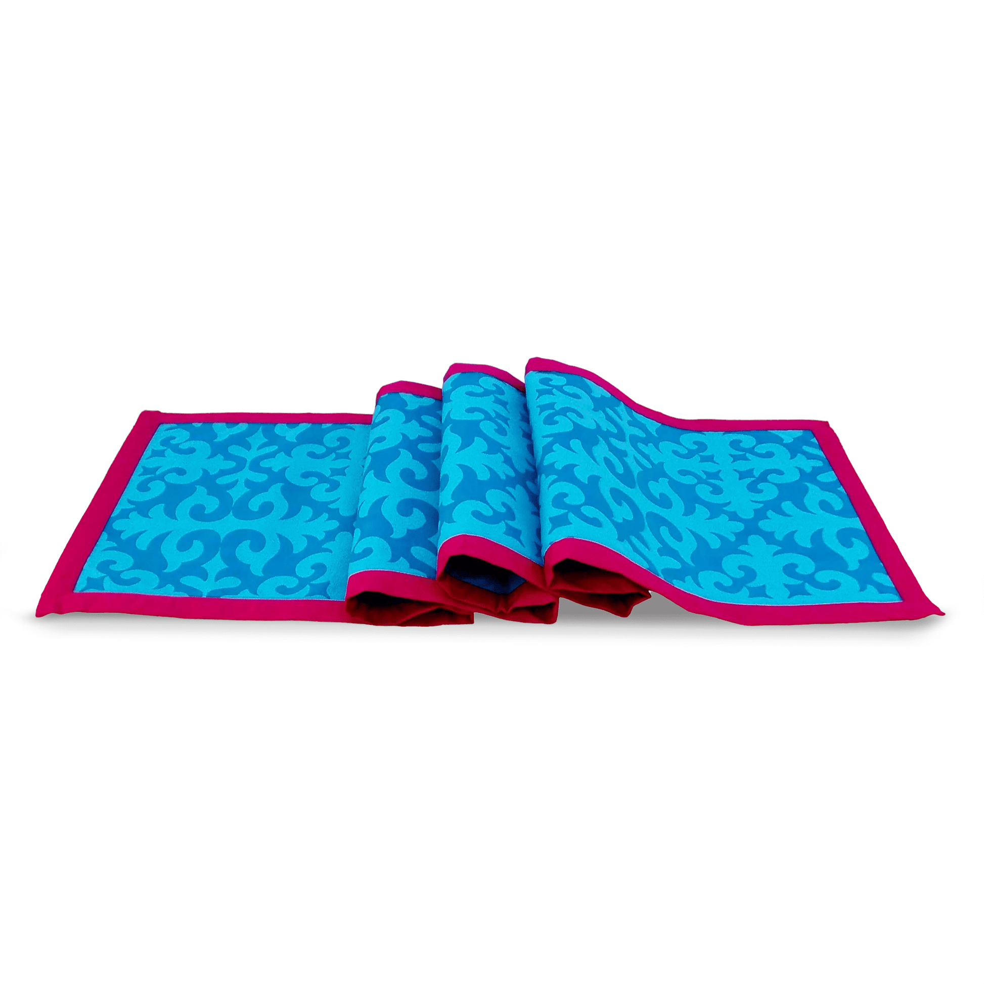 Turquoise Shyrdak Printed Cotton Table Runner – Vibrant Moroccan Style