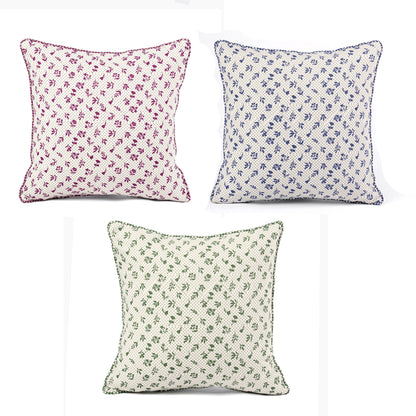 Plum Dominoterie Small Floral Print Cotton Cushion Cover | 16", 18", 20" & 24" | Zip Closure