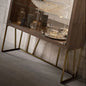 High-End Contemporary Oak Display Cabinet with Illuminated Interior, Geometric Glass Doors
