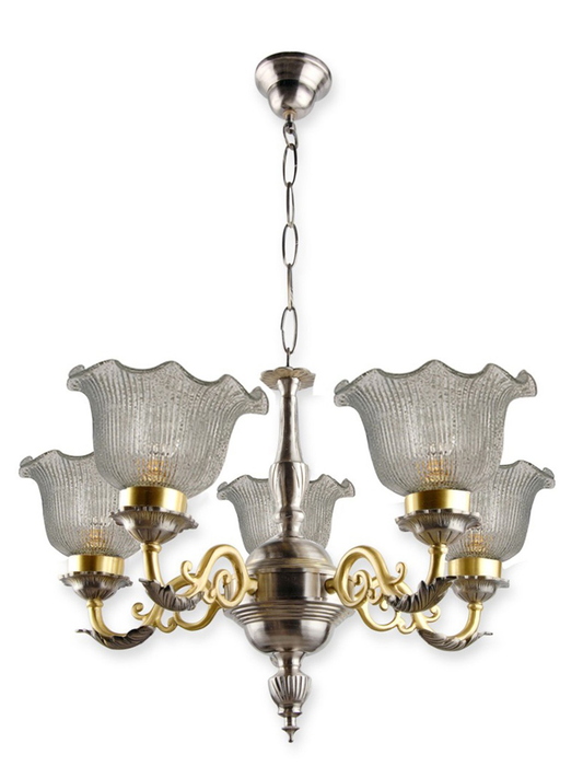 Dual Finish Brass Vine Chandelier close up