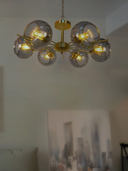 Spherical Cluster 6 Light Smoke Glass Chandelier