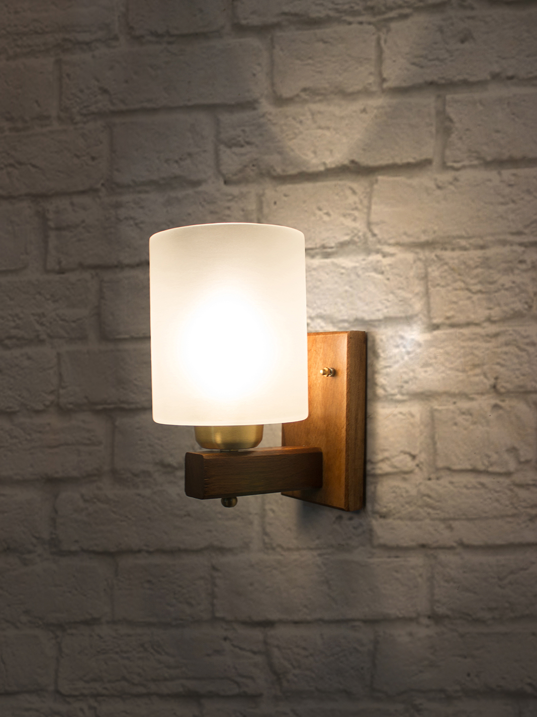 Brown Wood Glass 1-Light Wall Sconce – 22.9 cm
