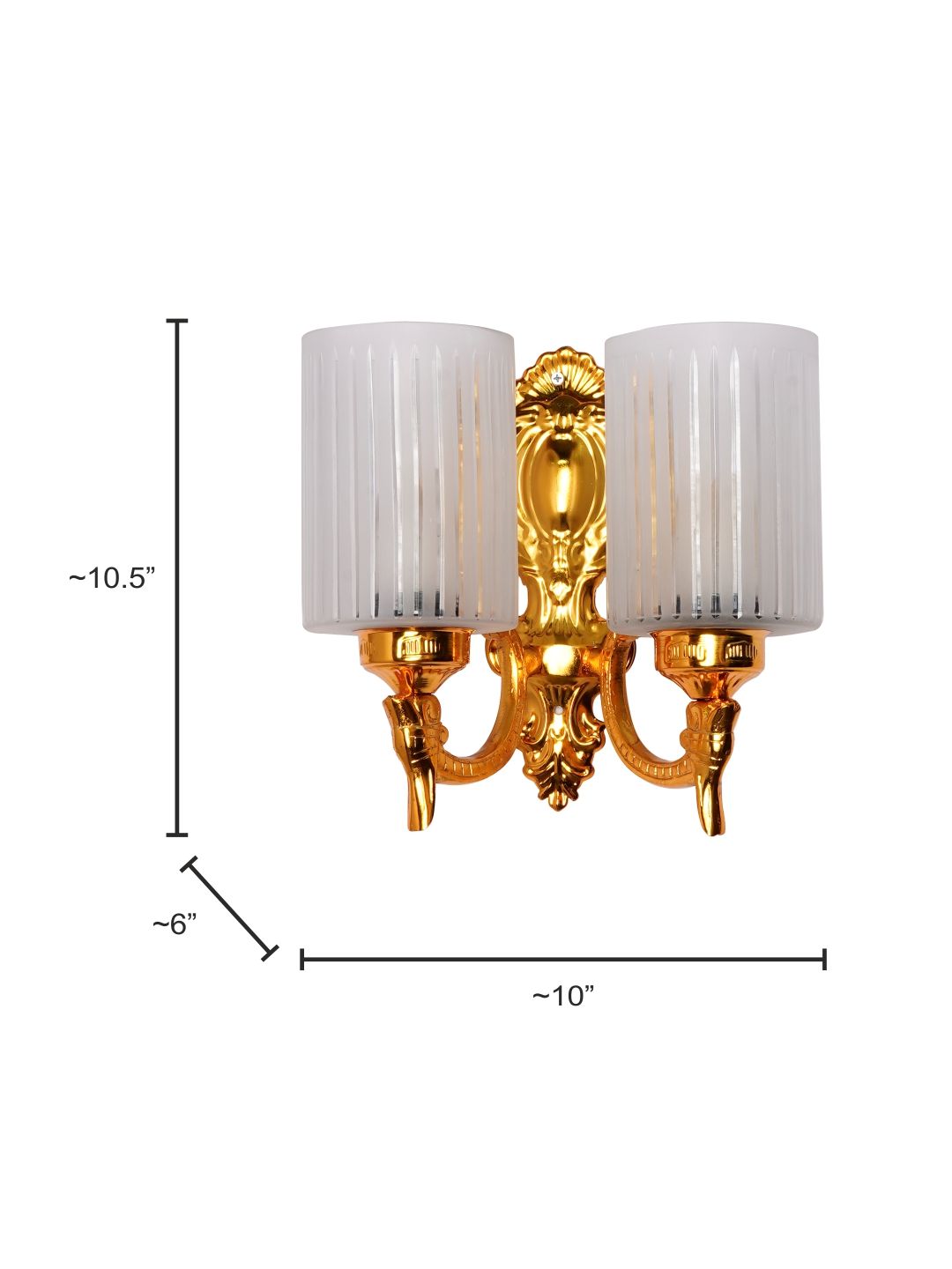 Elegant Gold Traditional Double Wall Sconce with Frosted Hand-Cut Glass