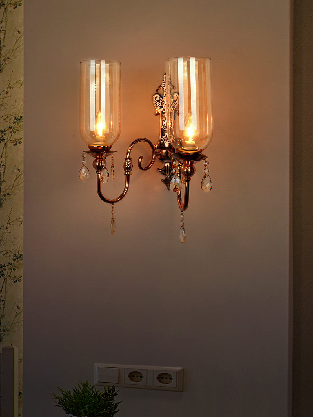 Copper Mild Steel Glass 2-Light Wall Sconce – 49.5 cm
