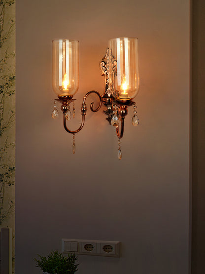 Copper Mild Steel Glass 2-Light Wall Sconce – 49.5 cm