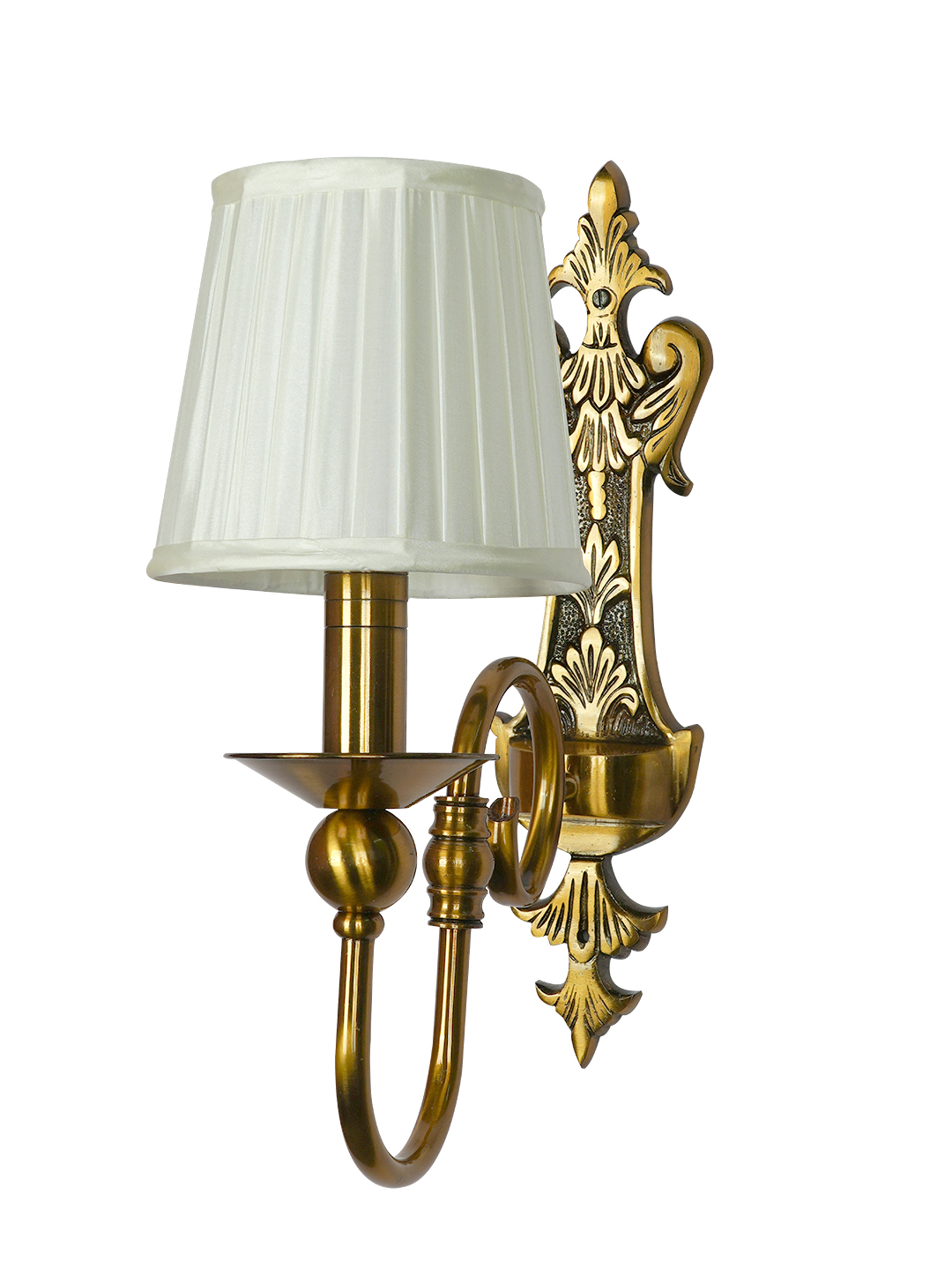 Elegant Gold European-Style Single Light Steel Wall Sconce with Pleated Fabric Shade