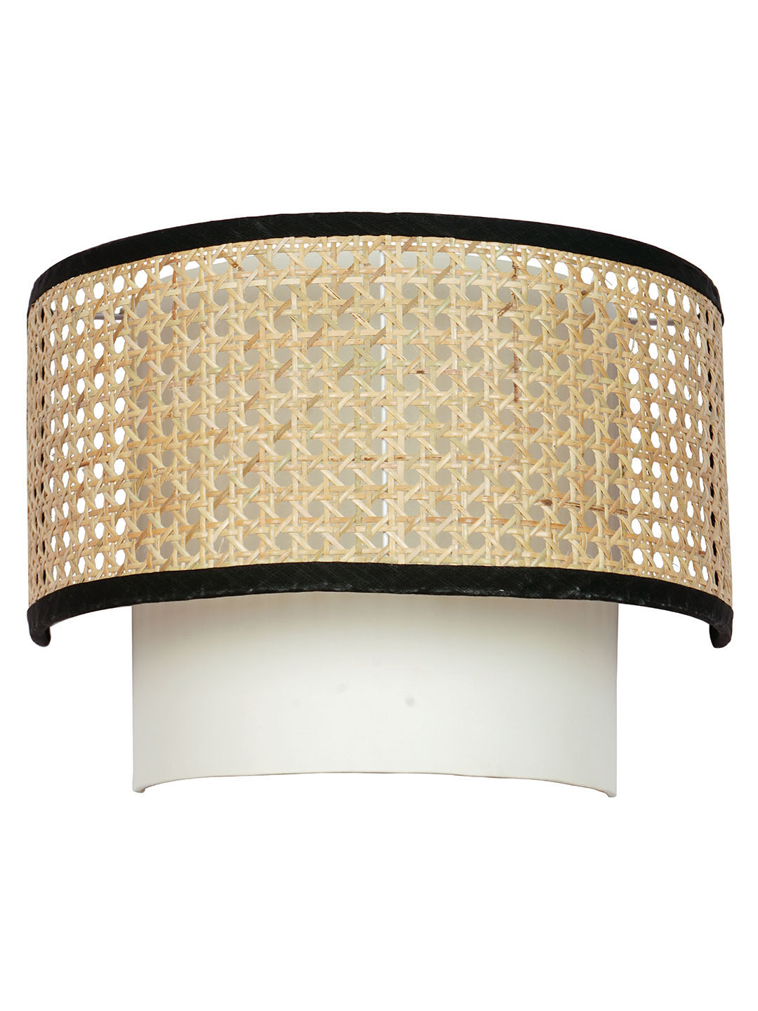 Handwoven Cane Fabric Half Drum Wall Sconce Lamp for Modern Home Decor