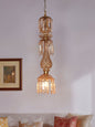 Elegant Golden Luster Molded Glass Hanging Light with Sparkling Crystal Drops, 76cm