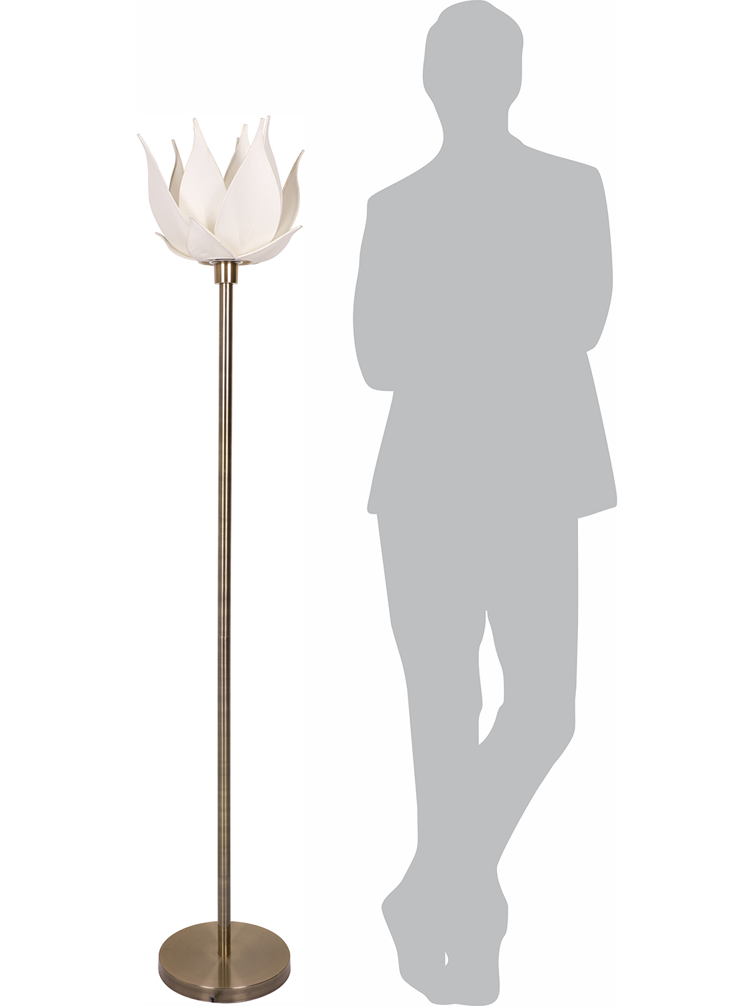 Auspicious Ivory Blooming Lotus Antique Brass Floor Lamp