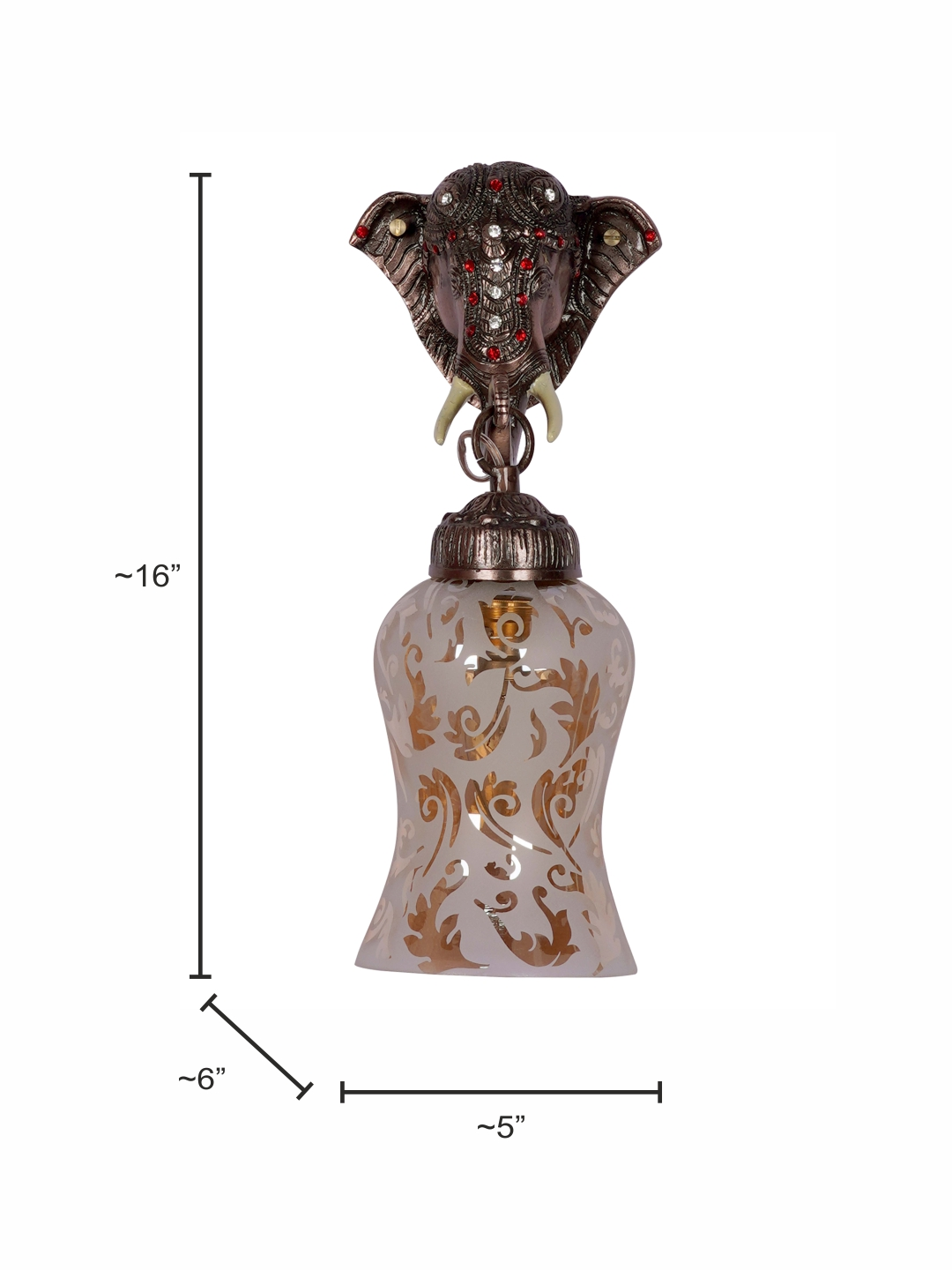 Exquisite Rustic Bronze Elephant Wall Sconce with Etched Amber Glass Shade