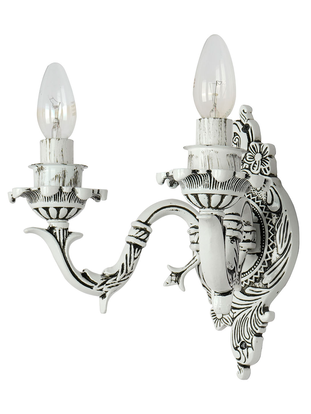 Elegant Traditional Swan Double Candle Wall Sconce Lamp - Antique White Cast Aluminium