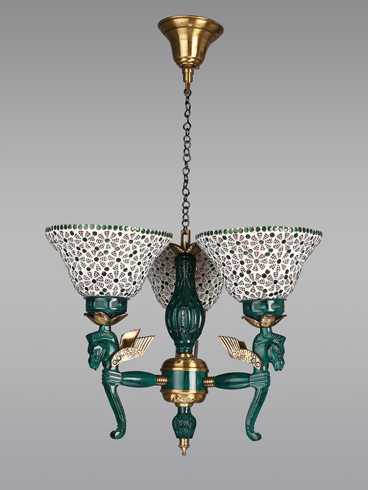 Pegasus Seahorse 3 Light Chandelier - Red without background