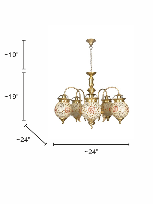 Tilak Golden Globes 5 Light Chandelier dimensions