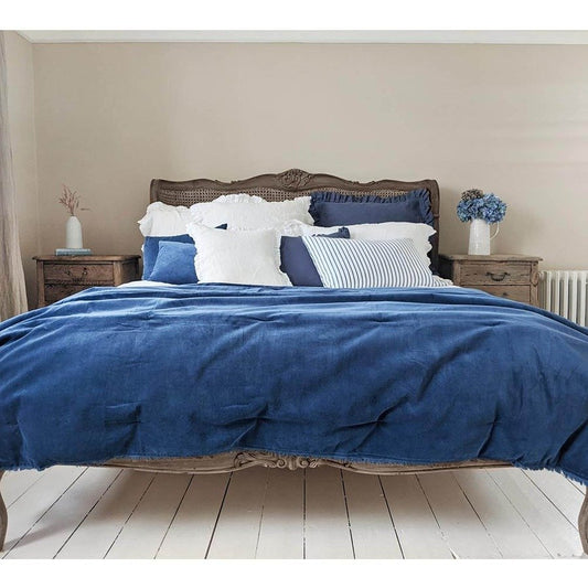Elegant Chateauneuf Rustic Rattan Queen French Bed with Natural Finish