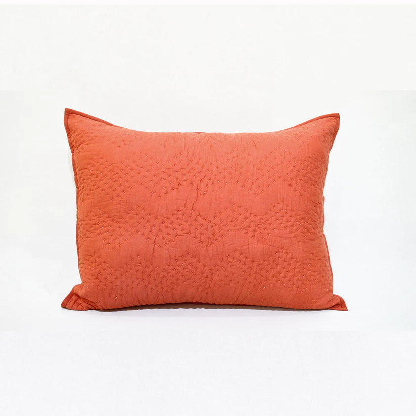 Rust, quilted pillow cover, chevron pattern, zig zag quilting, cotton, kantha, 100% cotton, sizes available