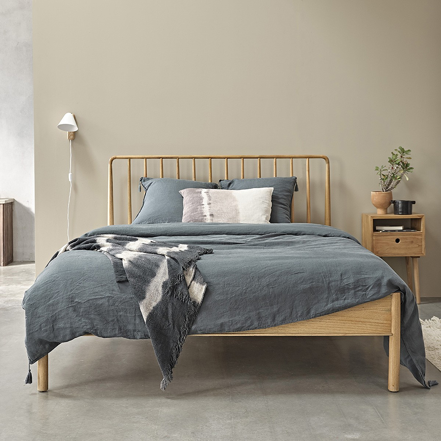Premium Sandblast Oil Finish Mango Wood Double Bed
