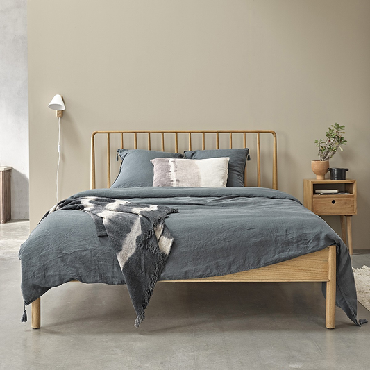 Premium Sandblast Oil Finish Mango Wood Double Bed