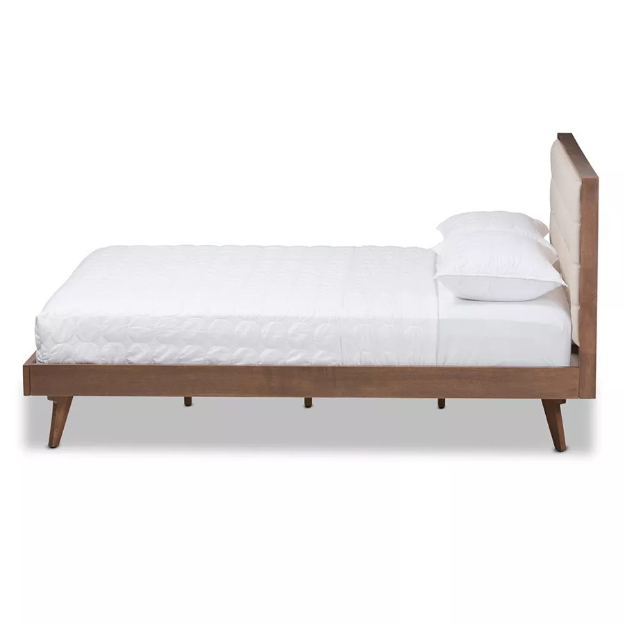 Solomon Premium Acacia Wood Fabric Upholstered King Size Bed