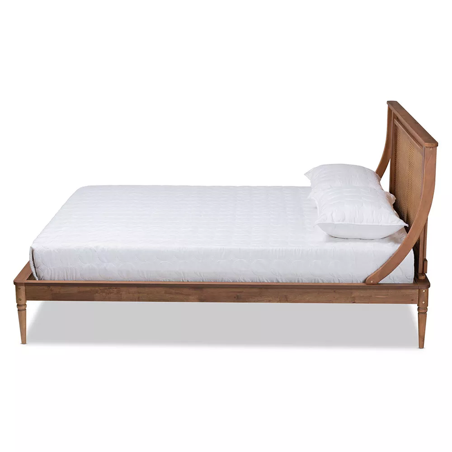 Jamila King Size Acacia Wood Synthetic Rattan Platform Bed