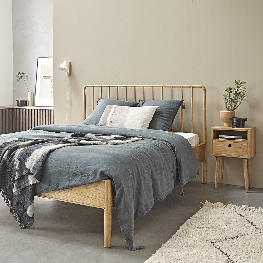 Premium Sandblast Oil Finish Mango Wood Double Bed