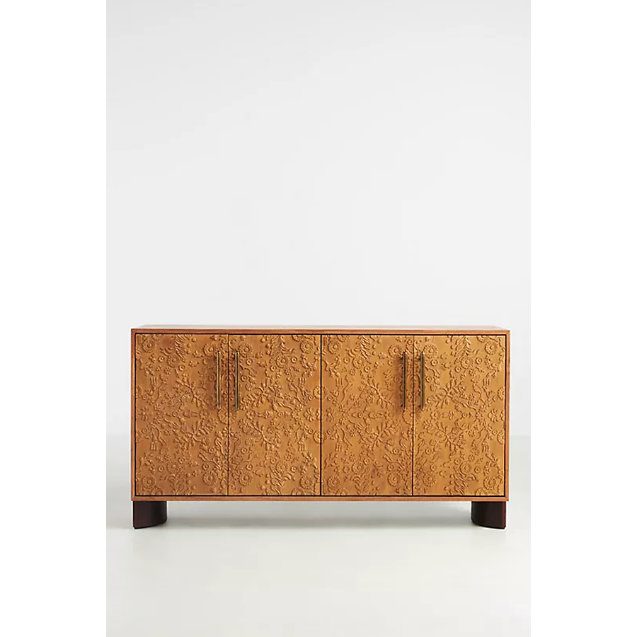 Pippa Deeply Carved Mango Wood Buffet with Antique Orange Finish