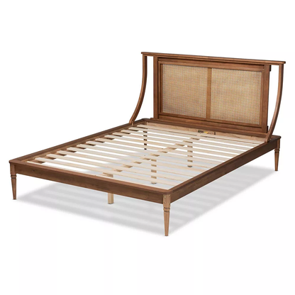 Jamila King Size Acacia Wood Synthetic Rattan Platform Bed