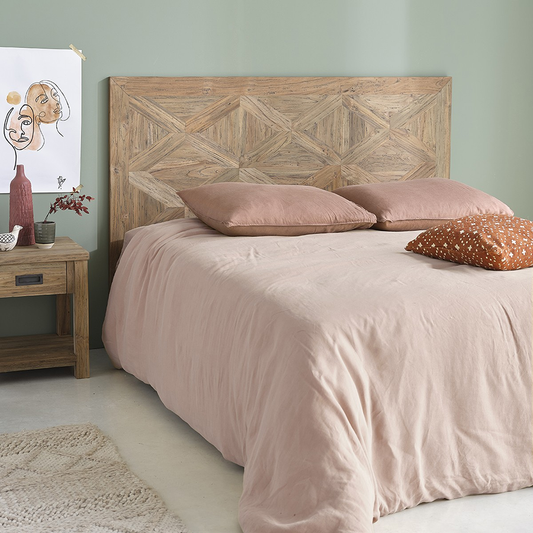 Horna Reclaimed Wood King Size Headboard – White Wash Distressed Finish
