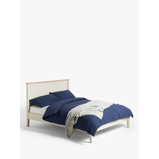 Beige Haze Smoke Grey King Bed with Acacia Wood Frame