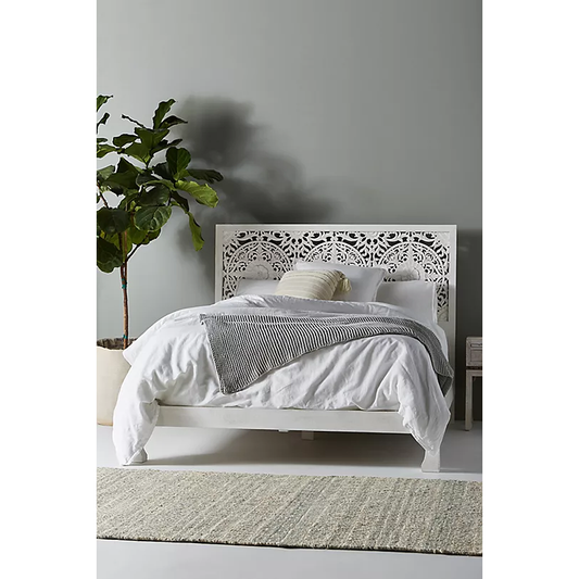 Handcarved Low-Profile King Size Lombok Bed in Mango Wood