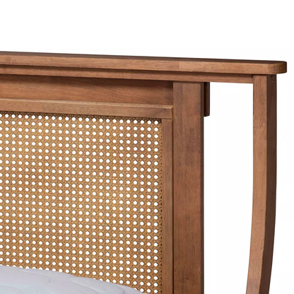 Jamila King Size Acacia Wood Synthetic Rattan Platform Bed