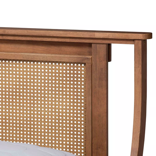 Jamila King Size Acacia Wood Synthetic Rattan Platform Bed