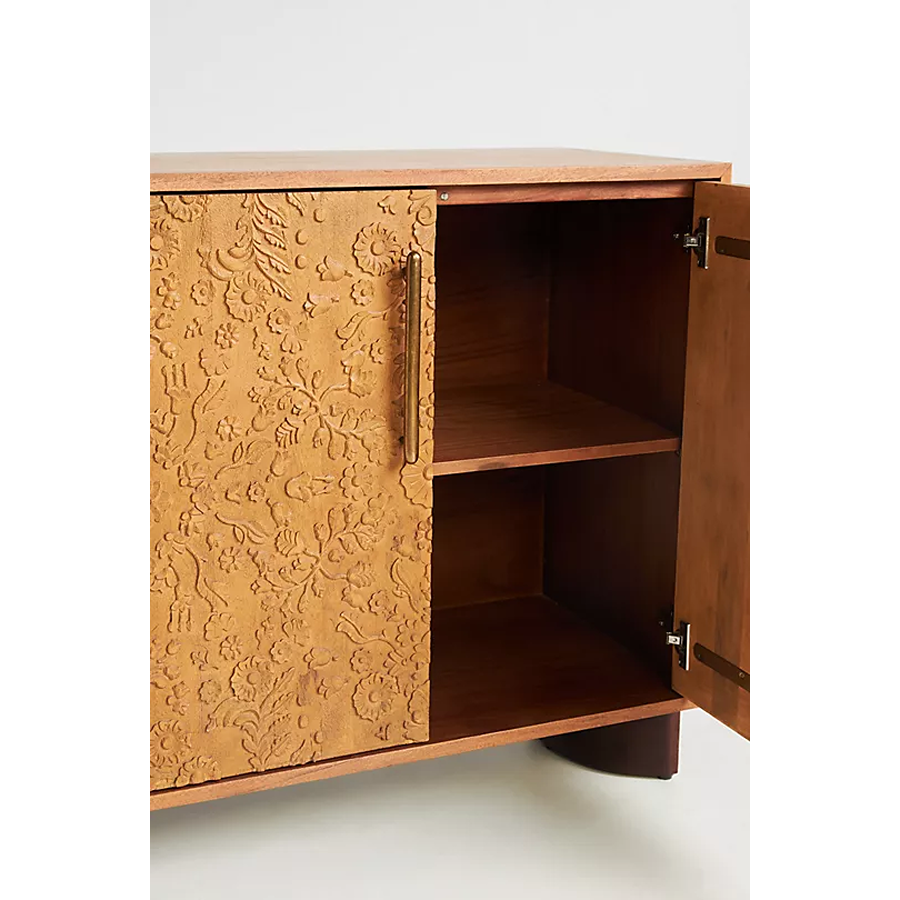 Pippa Deeply Carved Mango Wood Buffet with Antique Orange Finish