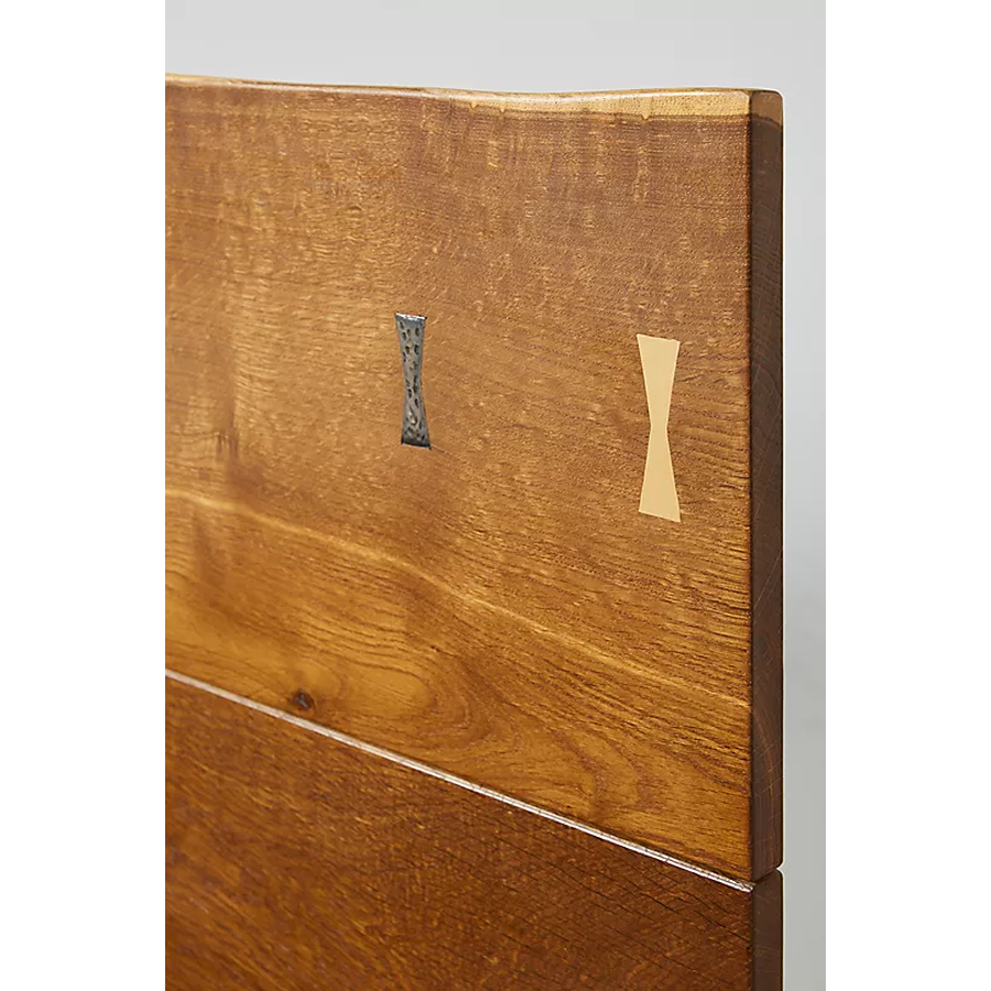 Prana Live-Edge Acacia Nightstand Bed with Brass Accents