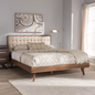 Solomon Premium Acacia Wood Fabric Upholstered King Size Bed
