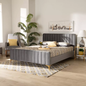 Luxurious Nami Velvet Platform Bed with Gold Legs