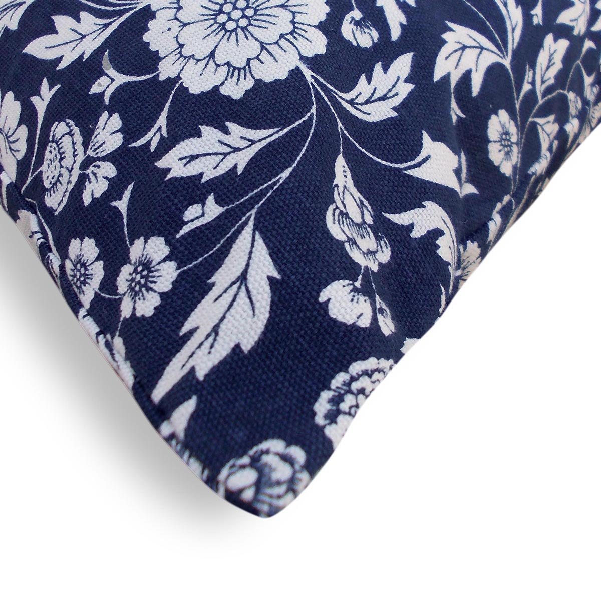 Indigo Kalamkari Cotton Cushion Cover – White Floral Print | Reversible | 4 Sizes