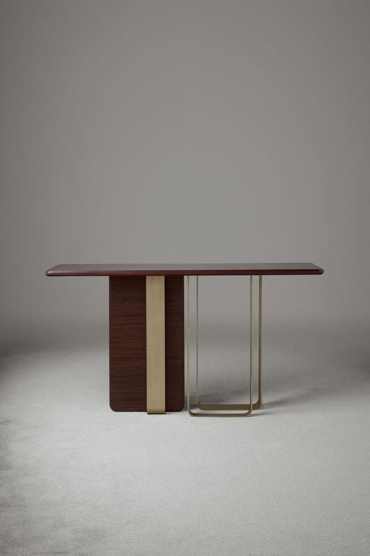 Luxury Art Deco Marble Top Console with Antique Gold Metal Base