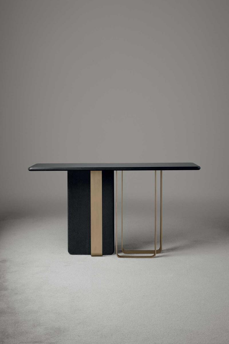 Luxury Art Deco Marble Top Console with Antique Gold Metal Base