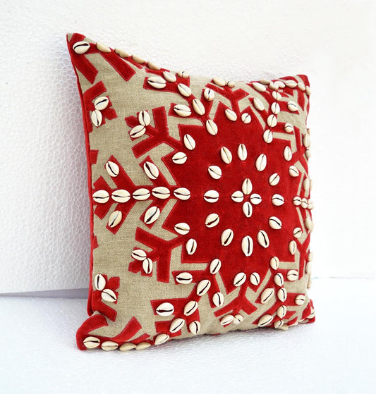 Festive Snowflake Velvet Applique Christmas Linen Pillow Cover