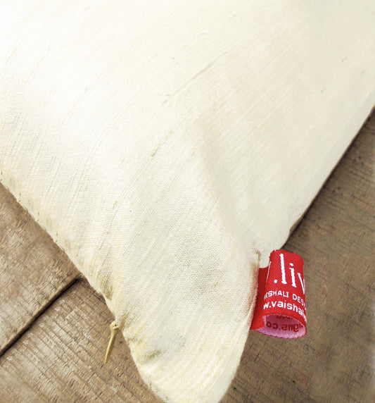 Off White Pure Silk Dupioni Pillow Cover – Elegant Reversible Design