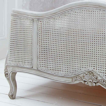 Grey Painted Rattan Bed